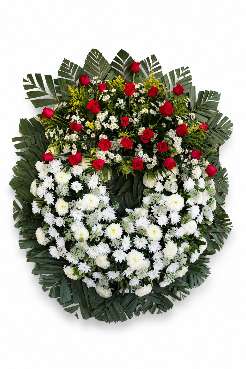Corona de Condolencias Blanca y Roja — Pureza y Pasión
