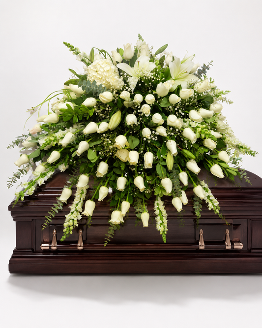 Cubre Caja Fúnebre Blanco — Serenidad Eterna